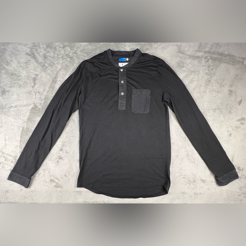Swrve Henley Shirt Mens Small Black Cotton Modal Long Sleeve Tee Cycling